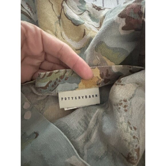 Pottery Barn Vanessa Floral & Blue Standard Pillow Cover Shams Linen Blend LOT - Picture 4 of 9